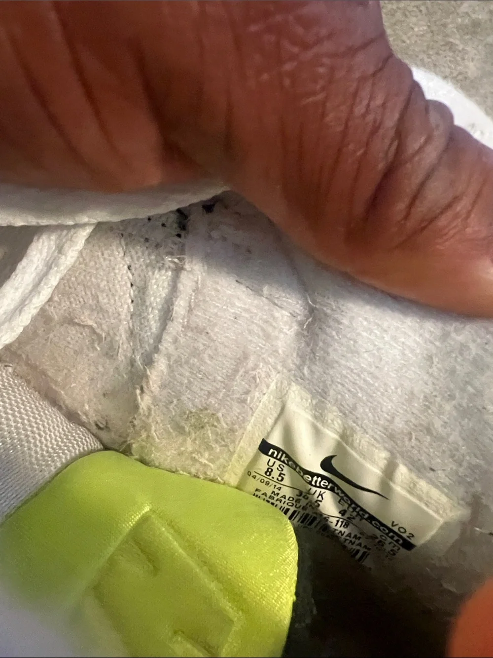 Nike White and Neon Green High-Top Sneakers - Picture 4 of 4